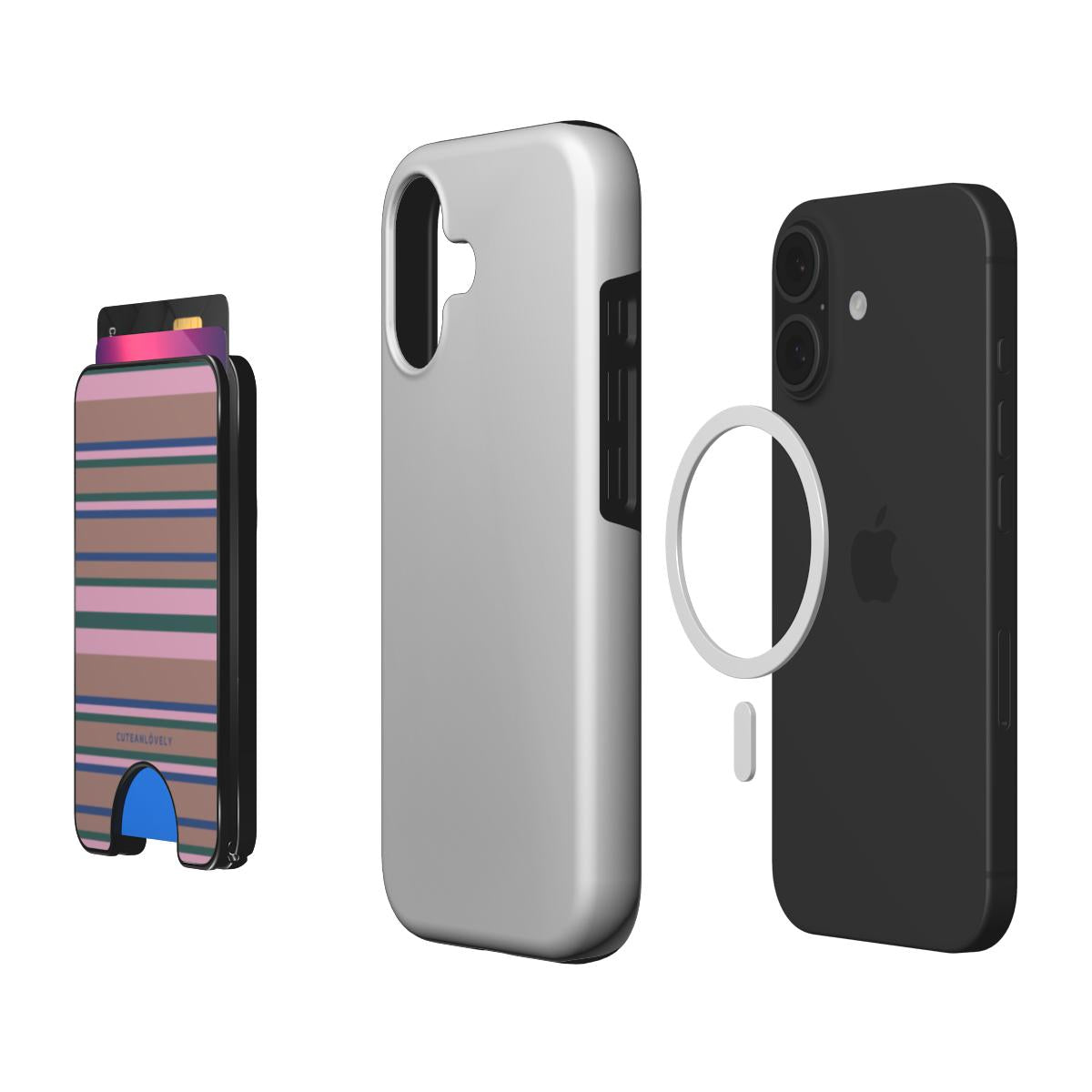 Pastel Retro Stripe MagSafe Wallet Stand