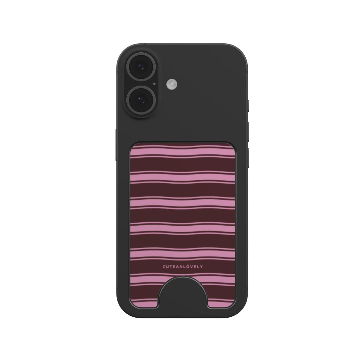 Mocha Retro Stripe MagSafe Wallet Stand