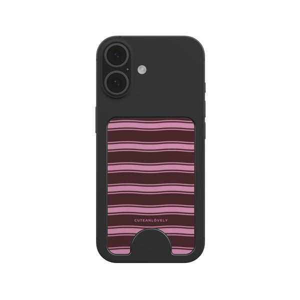 Mocha Retro Stripe MagSafe Wallet Stand