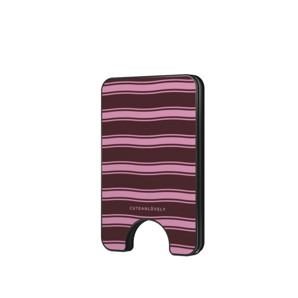 Mocha Retro Stripe MagSafe Wallet Stand