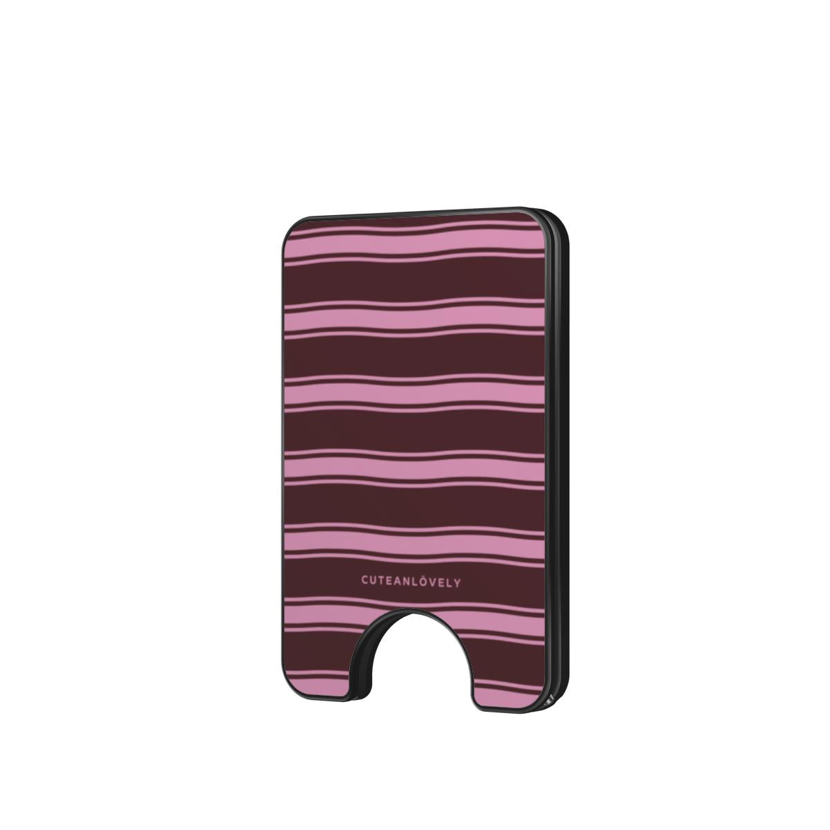 Mocha Retro Stripe MagSafe Wallet Stand