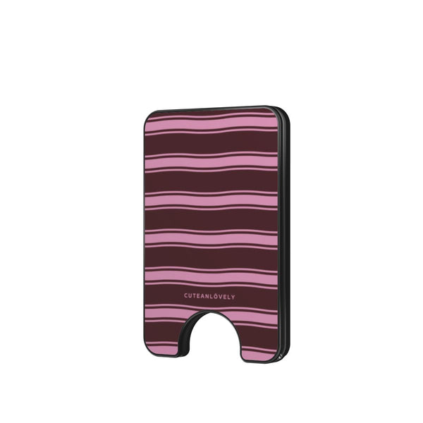 Mocha Retro Stripe MagSafe Wallet Stand