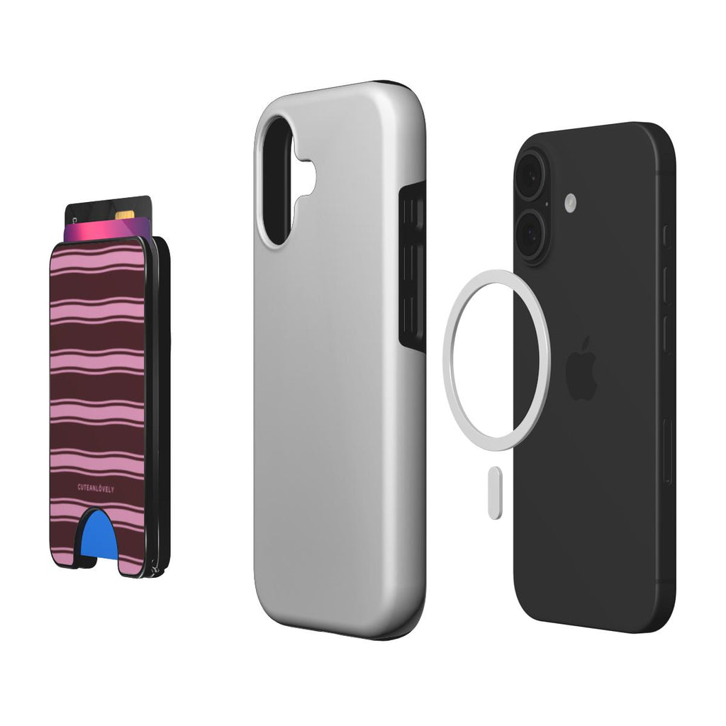 Mocha Retro Stripe MagSafe Wallet Stand