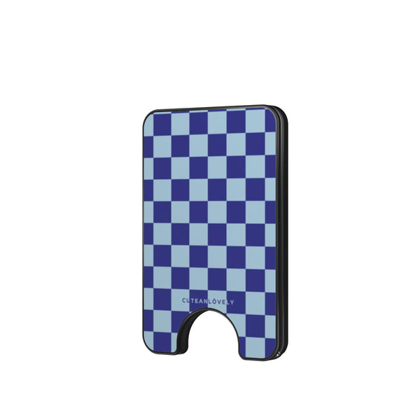 Cobalt Checkered MagSafe Wallet Stand