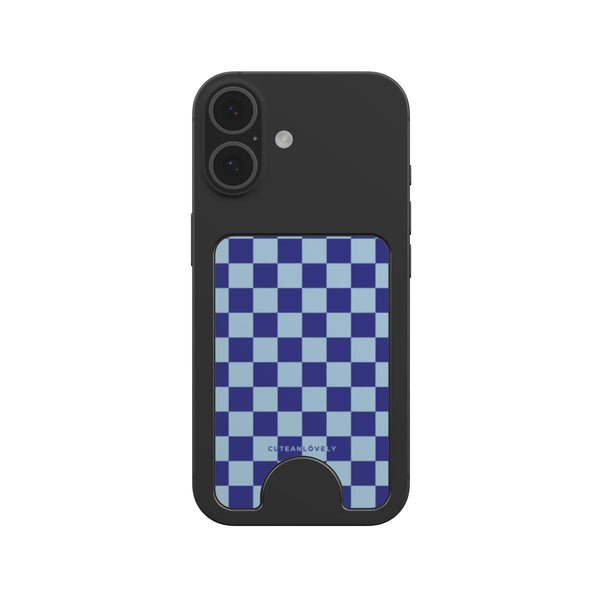 Cobalt Checkered MagSafe Wallet Stand