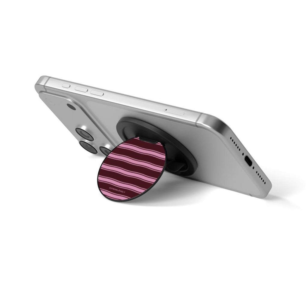 Mocha Retro Stripe MagSafe Phone Grip Stand