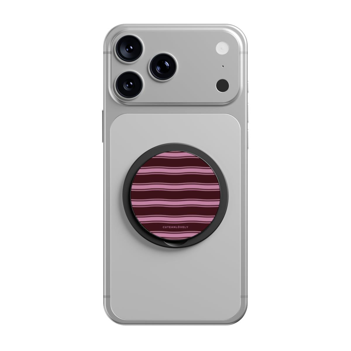 Mocha Retro Stripe MagSafe Phone Grip Stand Secondary image