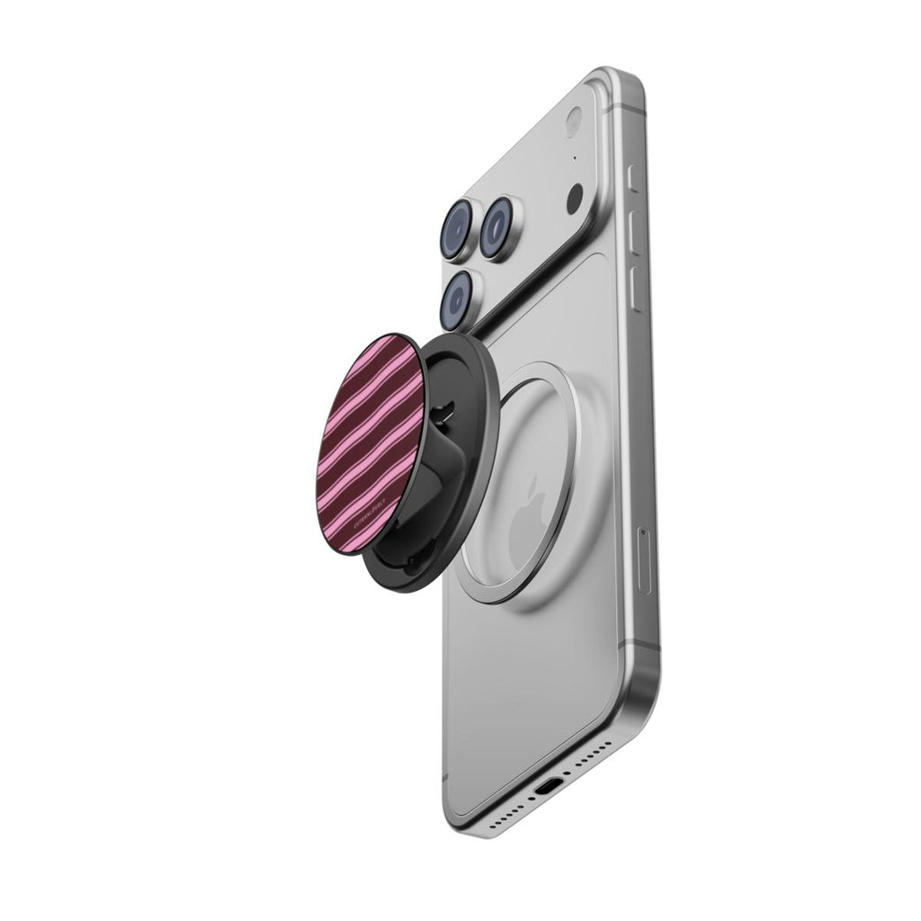 Mocha Retro Stripe MagSafe Phone Grip Stand