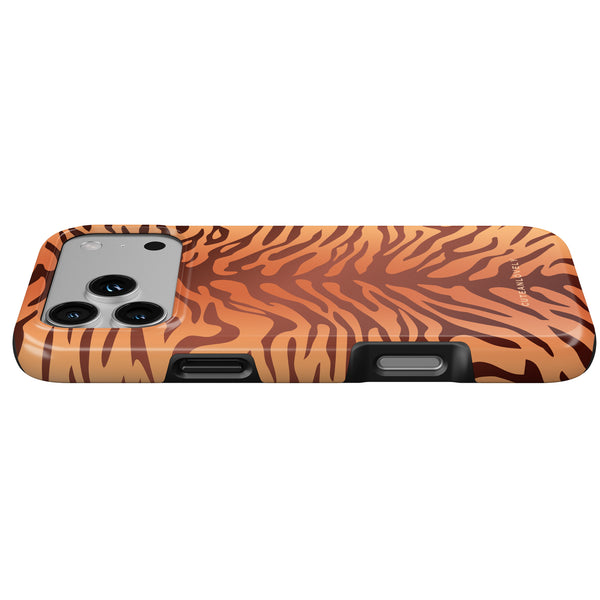 CUTEANLOVELY Amber Tiger Print MagSafe iPhone 17 Pro Case MagSafe Compatible Angled View