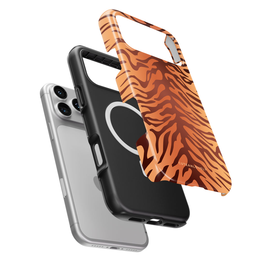 CUTEANLOVELY Amber Tiger Print MagSafe iPhone 17 Pro Case MagSafe Compatible