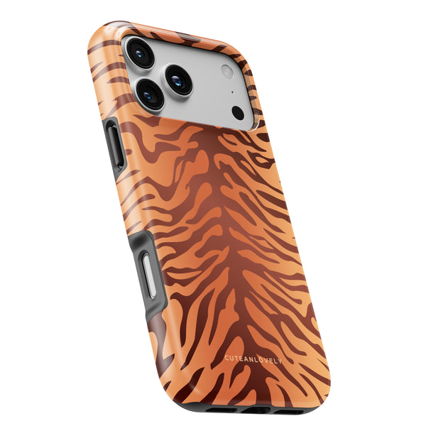 CUTEANLOVELY Amber Tiger Print MagSafe iPhone 17 Pro Case MagSafe Compatible Left Side View