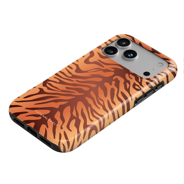 CUTEANLOVELY Amber Tiger Print MagSafe iPhone 17 Pro Case MagSafe Compatible Top View