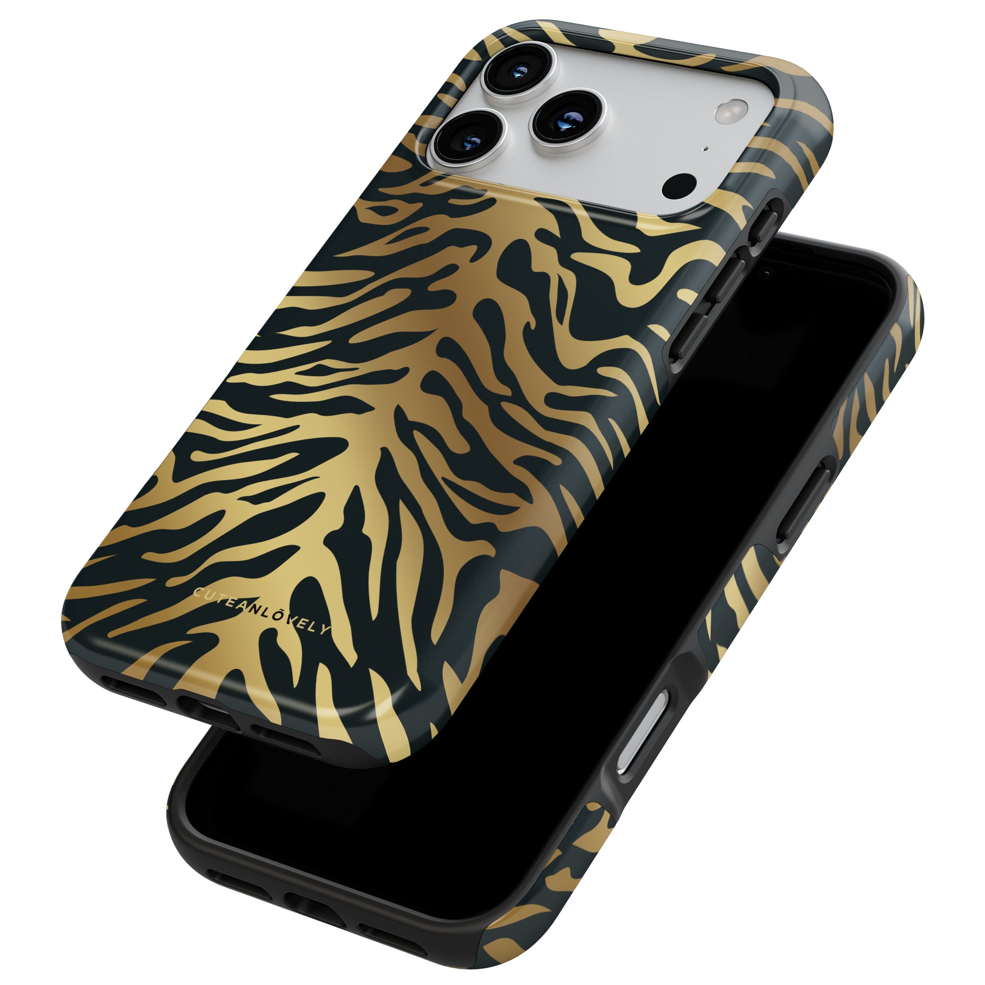CUTEANLOVELY Bengal Tiger Print MagSafe iPhone 17 Pro Case MagSafe Compatible Top Front View