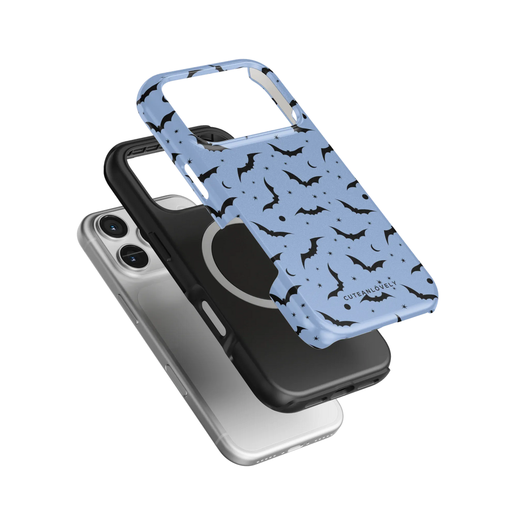 CUTEANLOVELY Blue Bats MagSafe iPhone Case - iPhone 17 Pro - Dual Layer MagSafe Construction View