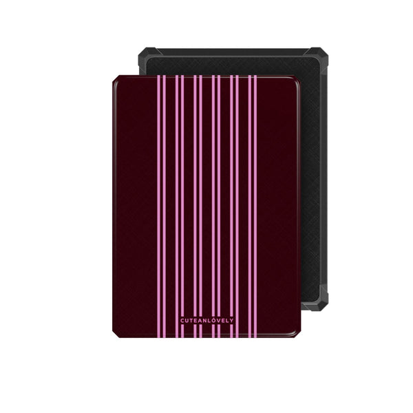 CUTEANLOVELY Burgundy Stripe Kindle Paperwhite 5 11th Gen Case