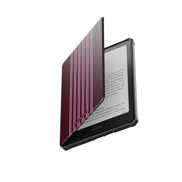 CUTEANLOVELY Burgundy Stripe Kindle Paperwhite 5 11th Gen Case Open