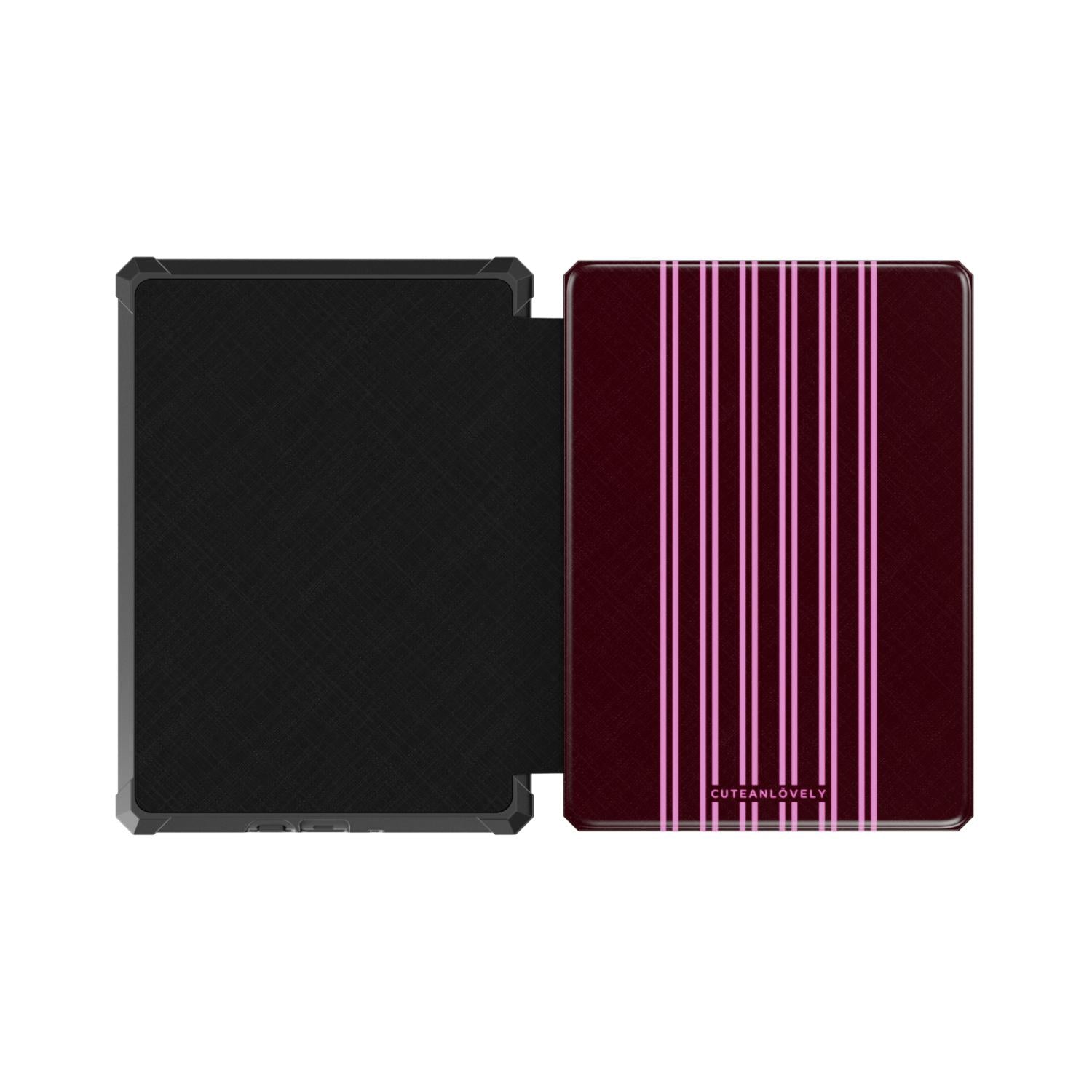 CUTEANLOVELY Burgundy Stripe Kindle Paperwhite 5 11th Gen Case Protective