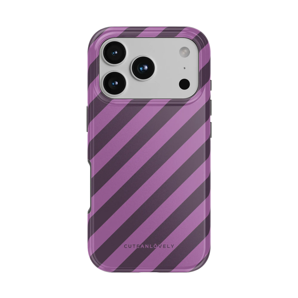 CUTEANLOVELY Dark Cherry Stripe MagSafe iPhone Case - iPhone 17 Pro - Back View