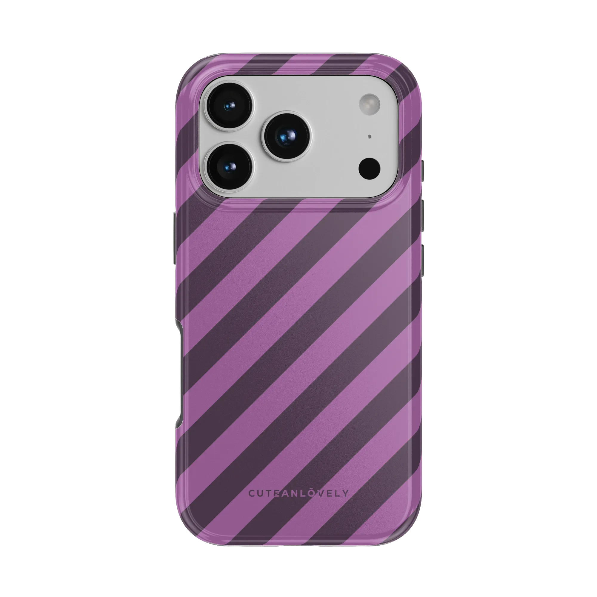 CUTEANLOVELY Dark Cherry Stripe MagSafe iPhone Case - iPhone 17 Pro - Back View