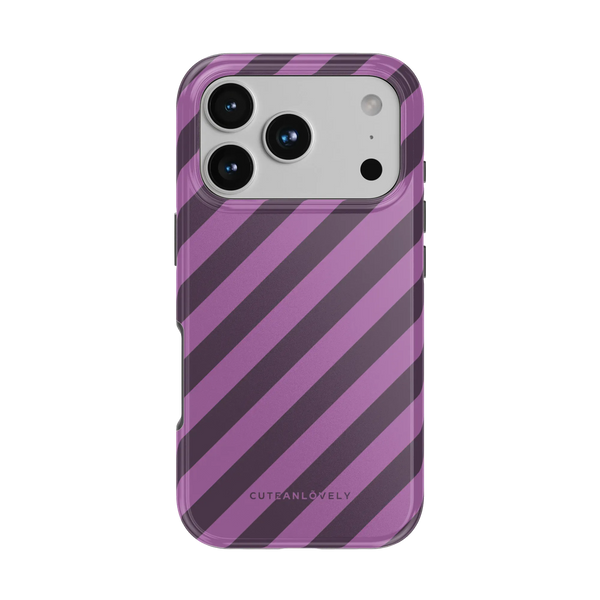 CUTEANLOVELY Dark Cherry Stripe MagSafe iPhone Case - iPhone 17 Pro - Back View