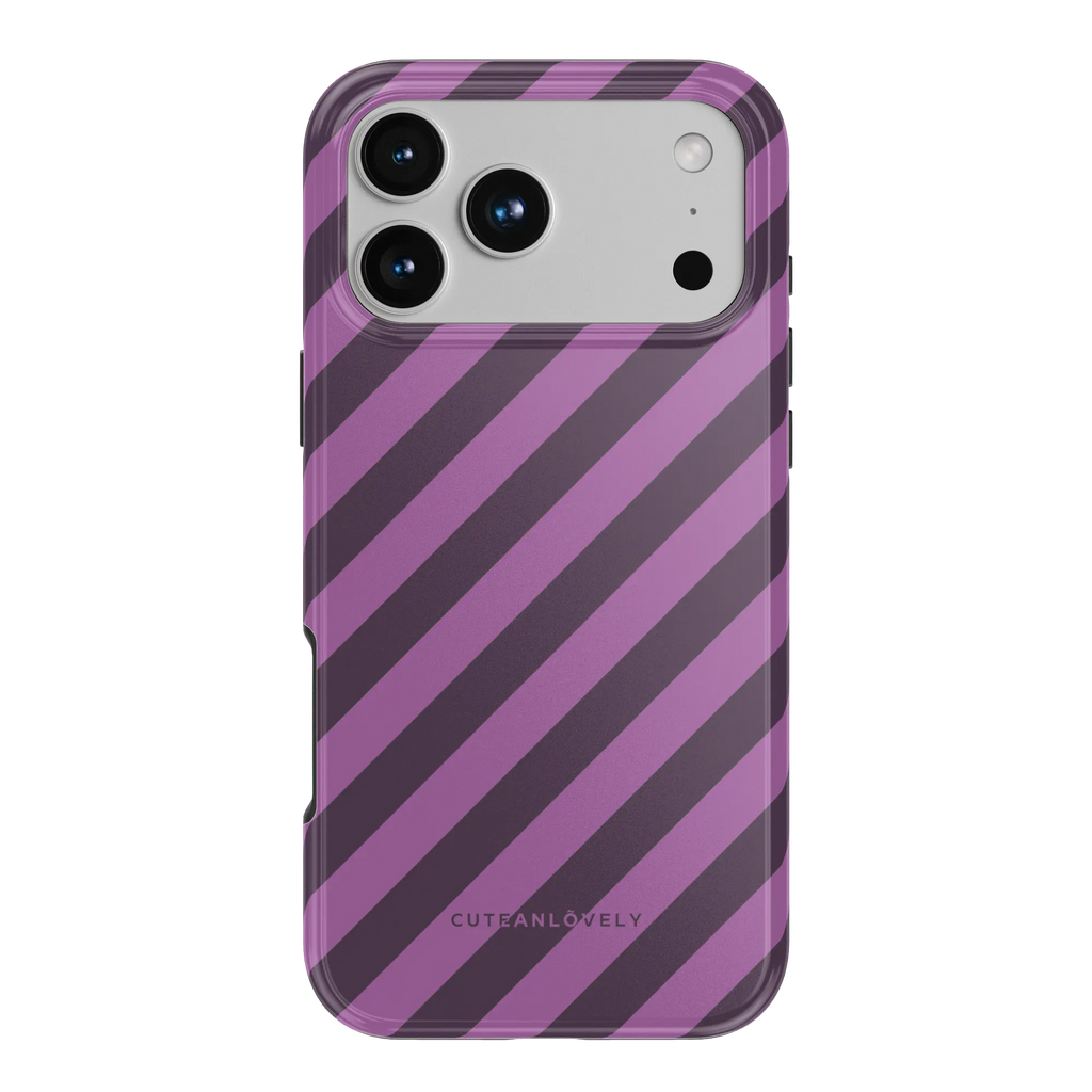 CUTEANLOVELY Dark Cherry Stripe MagSafe iPhone Case - iPhone 17 Pro Max - Back View