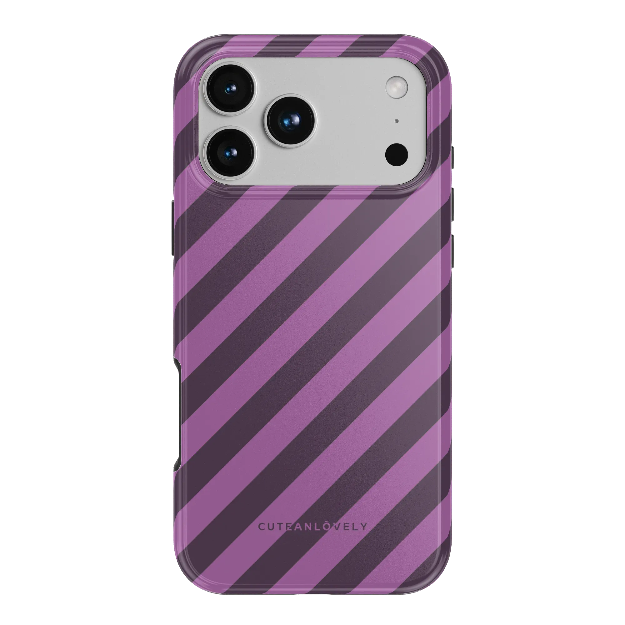 CUTEANLOVELY Dark Cherry Stripe MagSafe iPhone Case - iPhone 17 Pro Max - Back View