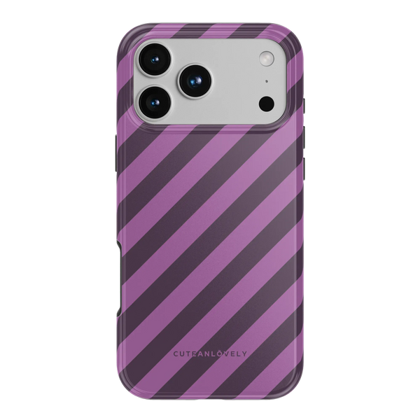 CUTEANLOVELY Dark Cherry Stripe MagSafe iPhone Case - iPhone 17 Pro Max - Back View