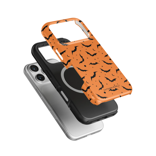CUTEANLOVELY Orange Bats MagSafe iPhone Case - iPhone 17 Pro - Dual Layer MagSafe Construction View