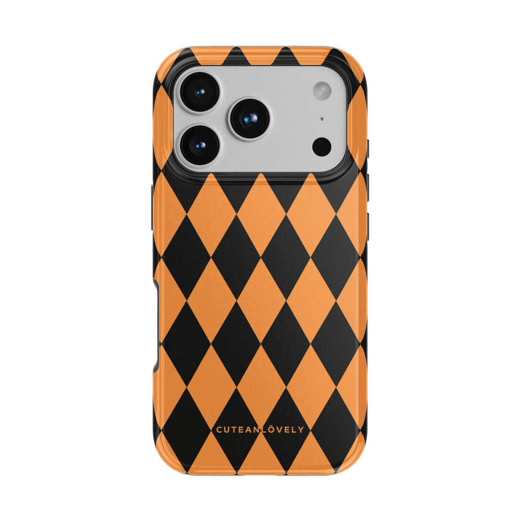 CUTEANLOVELY Pumpkin Checkered MagSafe iPhone Case - iPhone 17 Pro - Back View