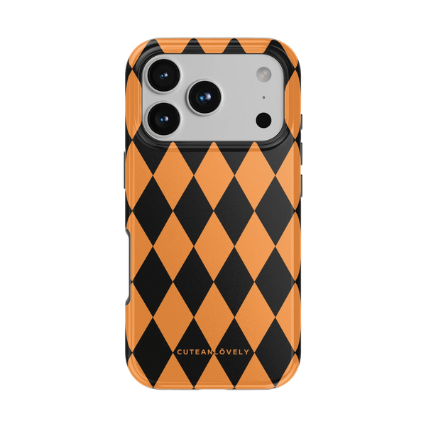 CUTEANLOVELY Pumpkin Checkered MagSafe iPhone Case - iPhone 17 Pro - Back View