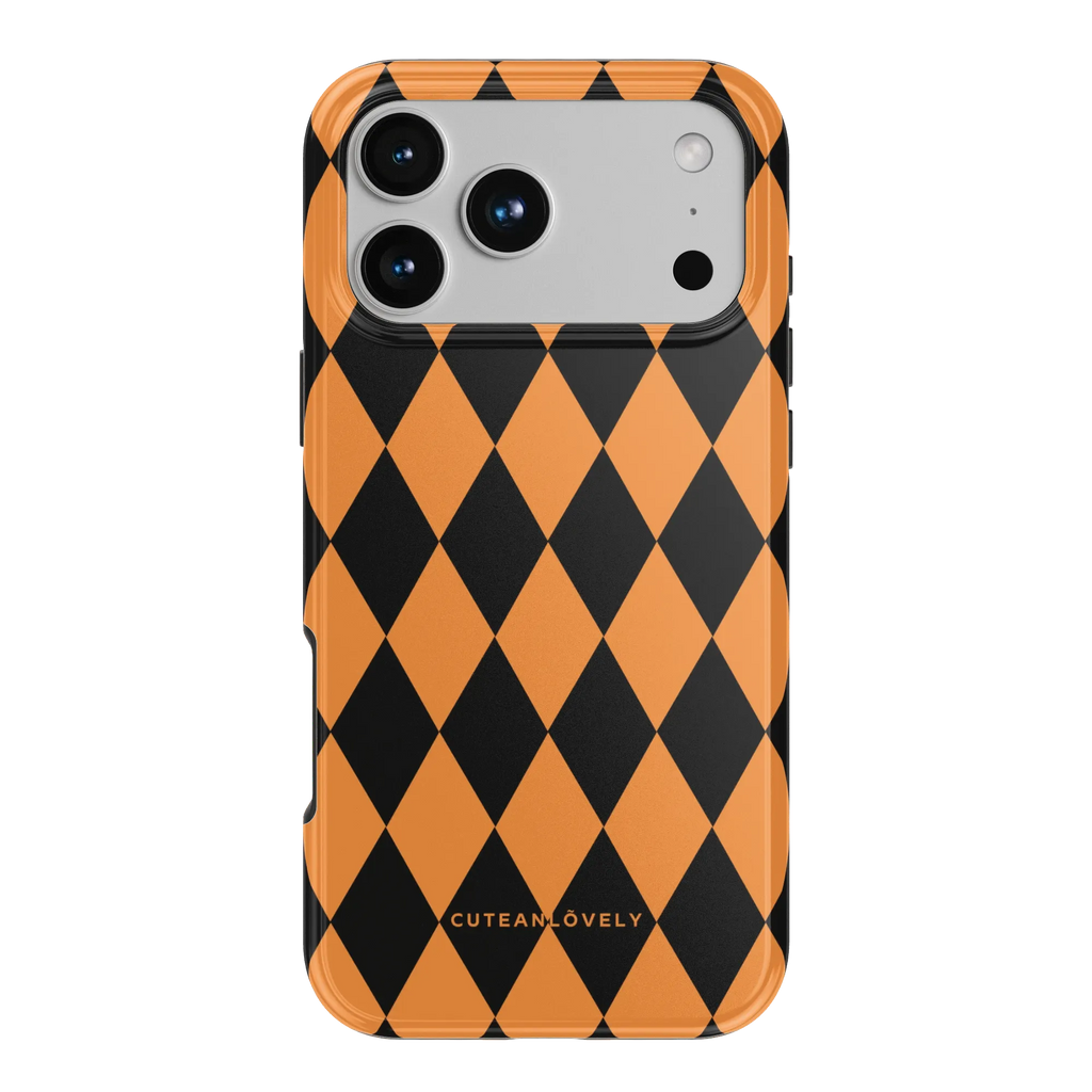 CUTEANLOVELY Pumpkin Checkered MagSafe iPhone Case - iPhone 17 Pro Max - Back View