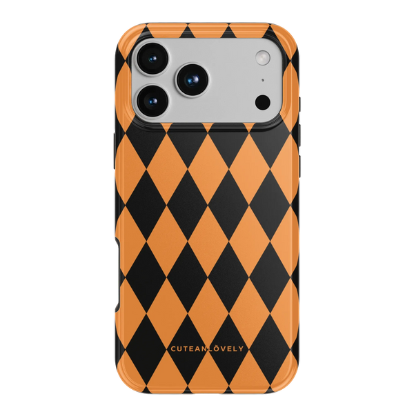 CUTEANLOVELY Pumpkin Checkered MagSafe iPhone Case - iPhone 17 Pro Max - Back View