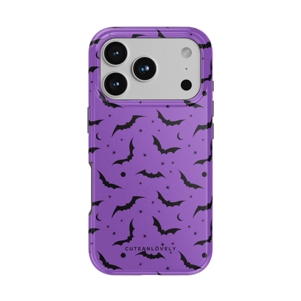 CUTEANLOVELY Purple Bats MagSafe iPhone Case - iPhone 17 Pro - Back View