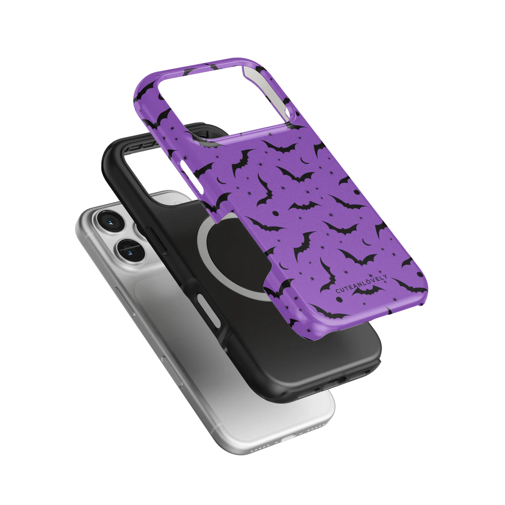 CUTEANLOVELY Purple Bats MagSafe iPhone Case - iPhone 17 Pro - Dual Layer MagSafe Construction View