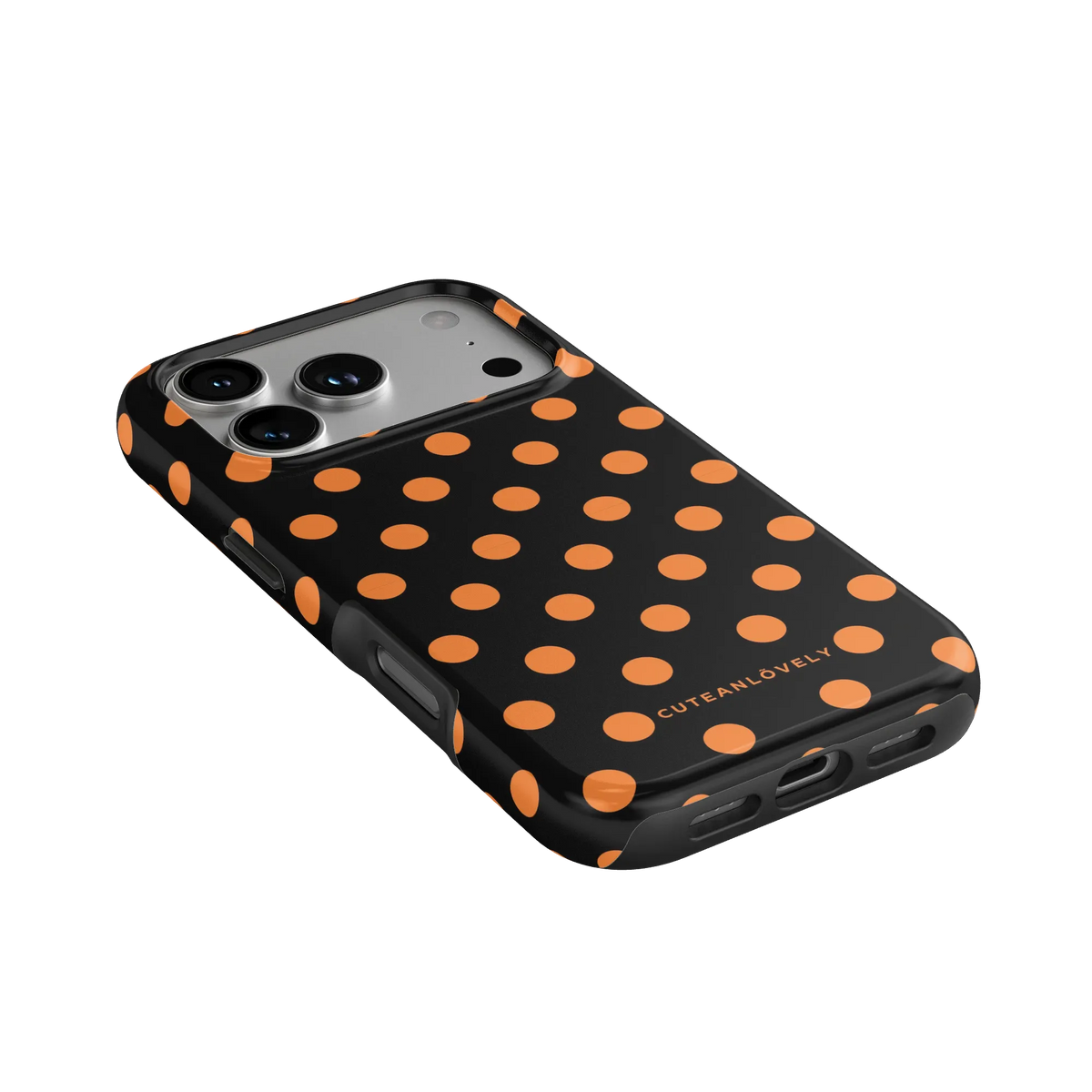 CUTEANLOVELY Spooky Polka Dot MagSafe iPhone Case - iPhone 17 Pro - Angled Back View