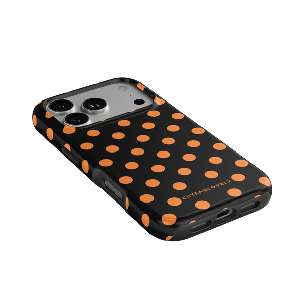 CUTEANLOVELY Spooky Polka Dot MagSafe iPhone Case - iPhone 17 Pro - Angled Back View