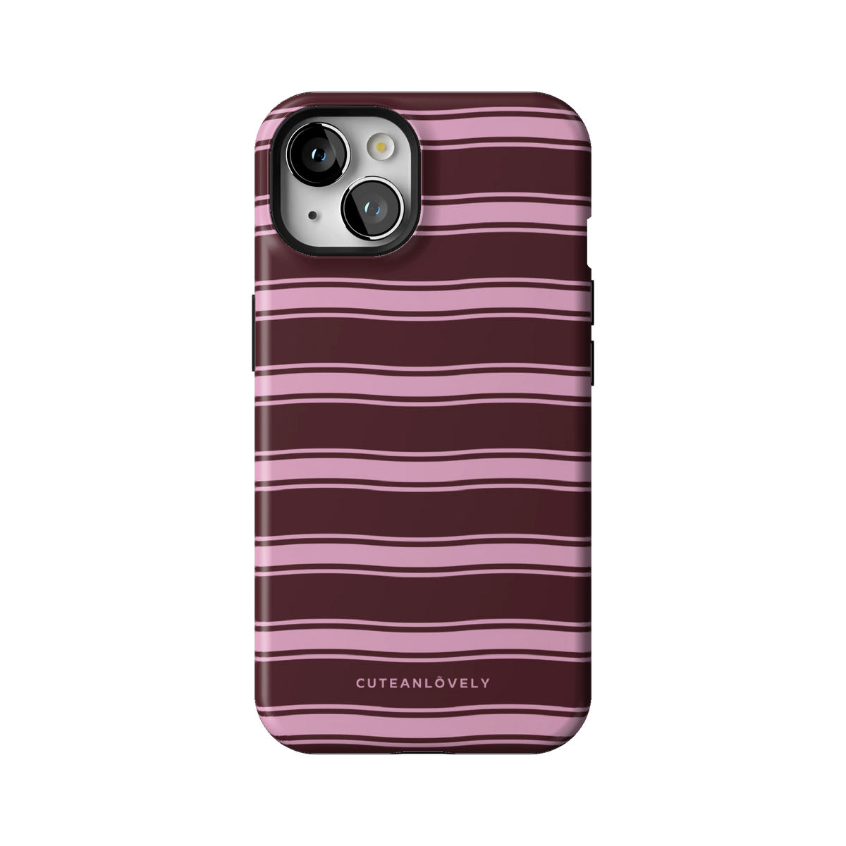 Burgundy Retro Stripe MagSafe iPhone Case