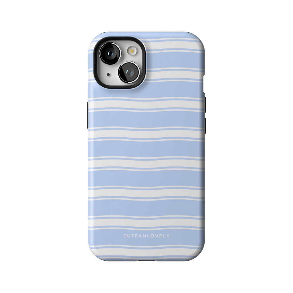 Blue Retro Stripe MagSafe iPhone Case