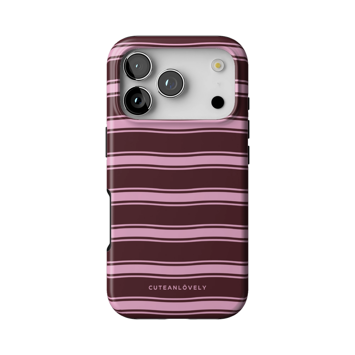 Burgundy Retro Stripe MagSafe iPhone Case Main image