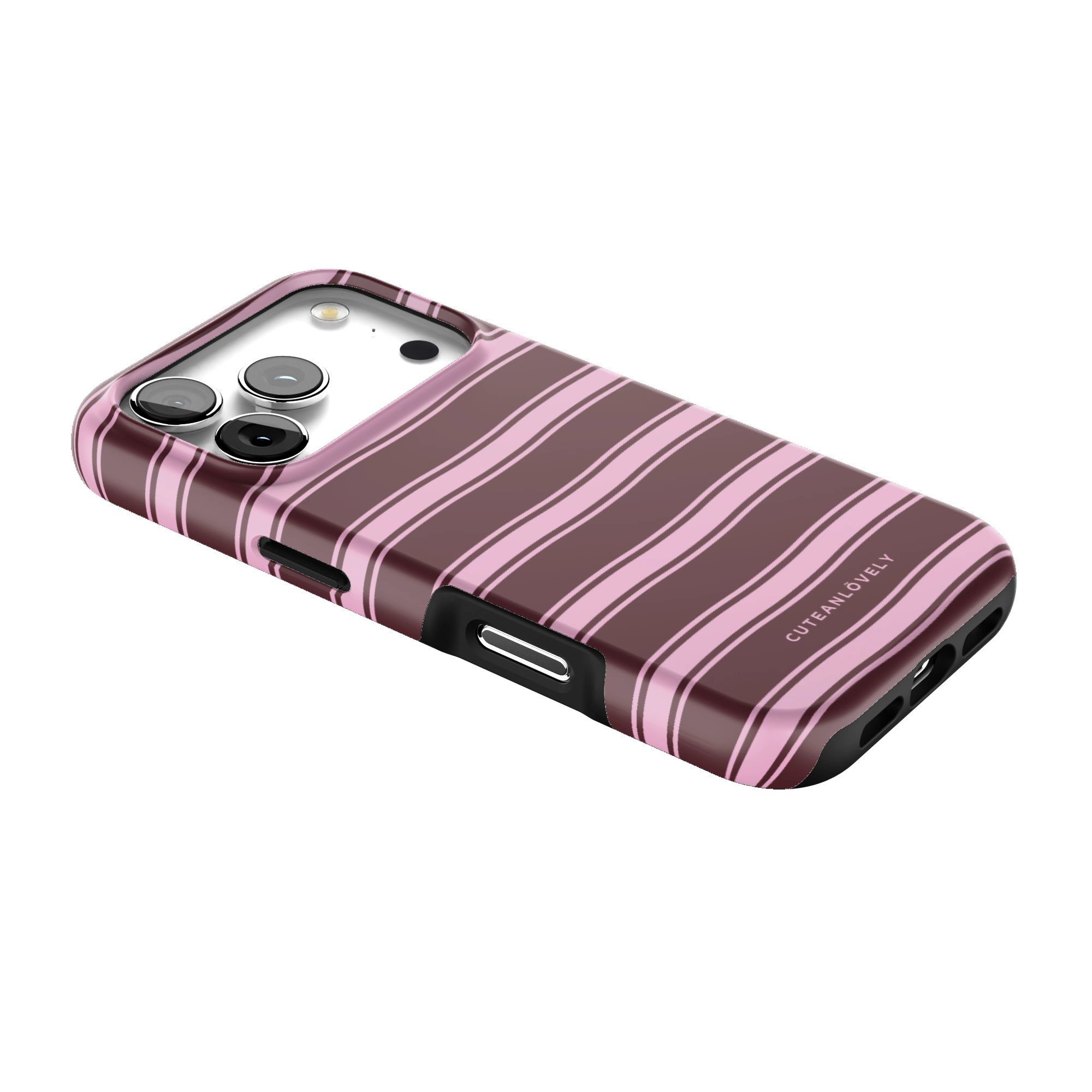 Burgundy Retro Stripe MagSafe iPhone Case Secondary image