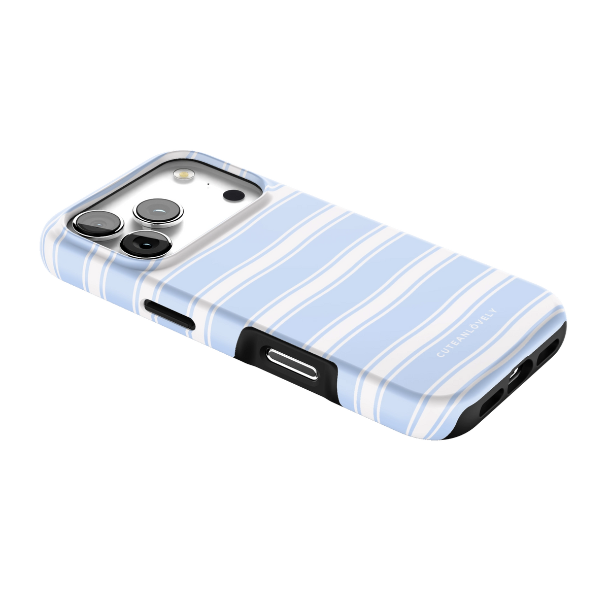 Blue Retro Stripe MagSafe iPhone Case