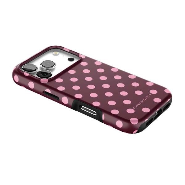 Berry Pink Polka Dot MagSafe iPhone Case