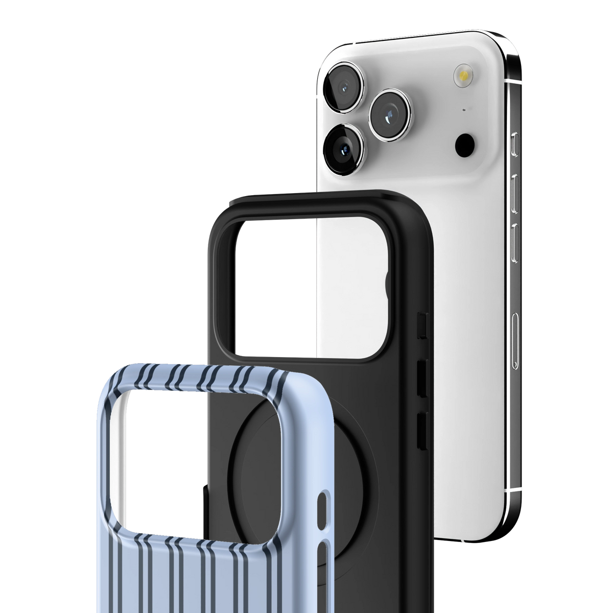 Navy Blue Stripe MagSafe iPhone Case
