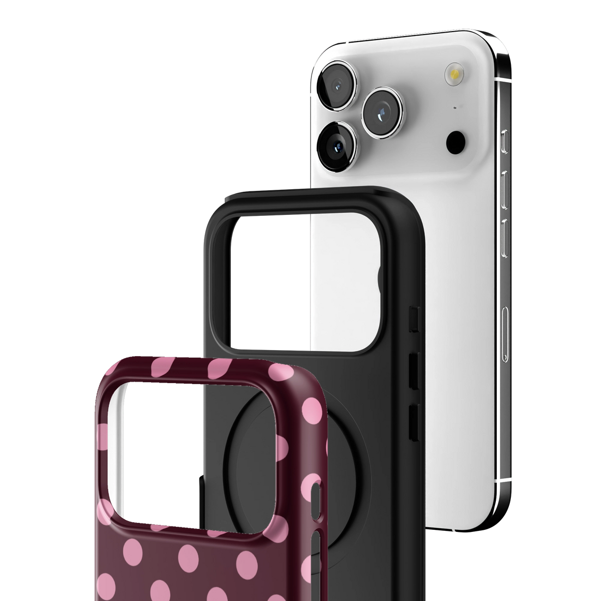 Berry Pink Polka Dot MagSafe iPhone Case