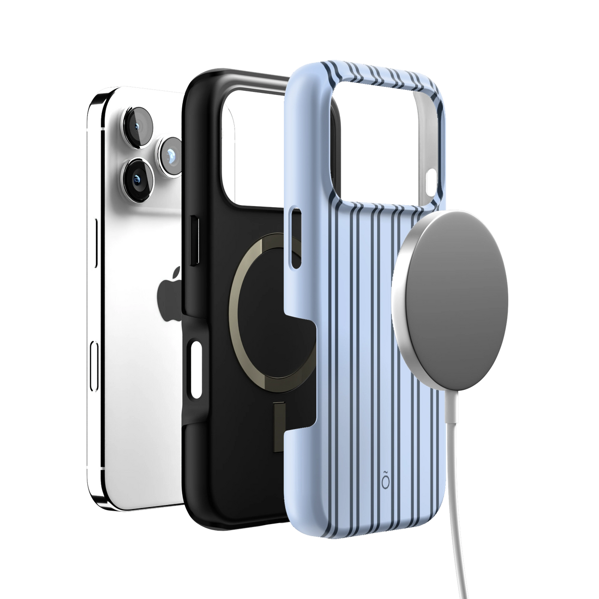 Navy Blue Stripe MagSafe iPhone Case