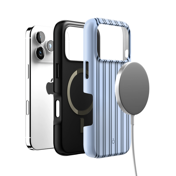 Navy Blue Stripe MagSafe iPhone Case