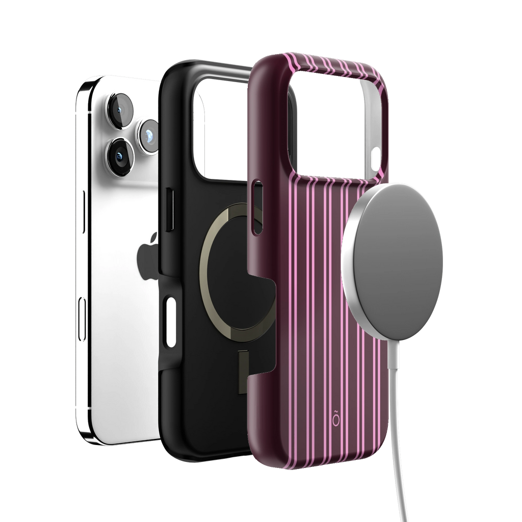 Burgundy Stripe MagSafe iPhone Case