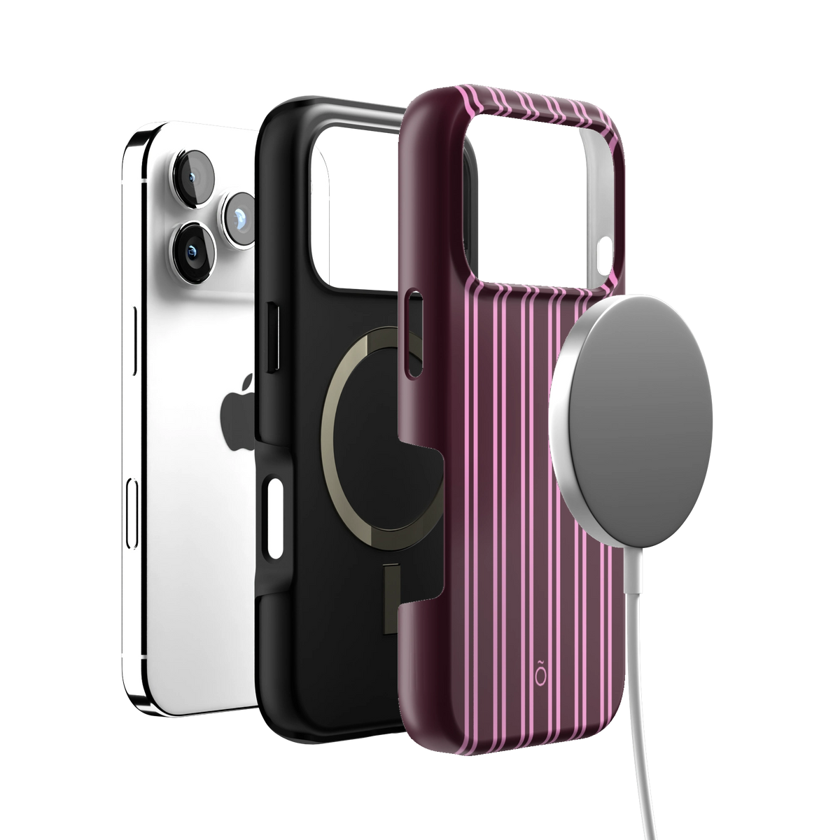 Burgundy Stripe MagSafe iPhone Case