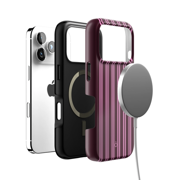 Burgundy Stripe MagSafe iPhone Case