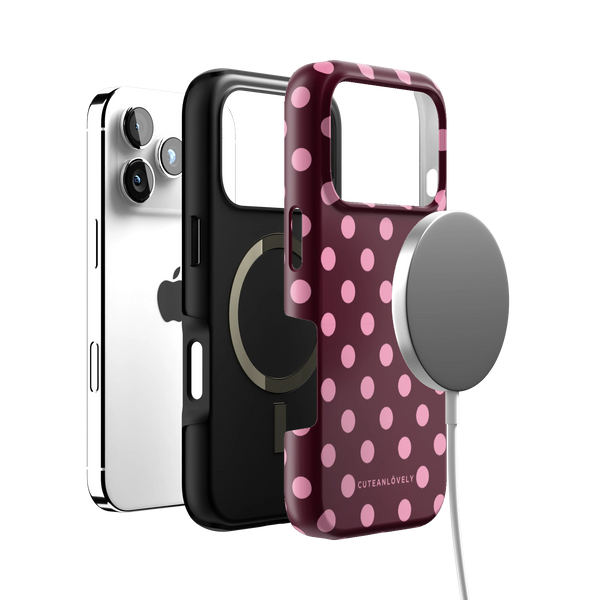 Berry Pink Polka Dot MagSafe iPhone Case